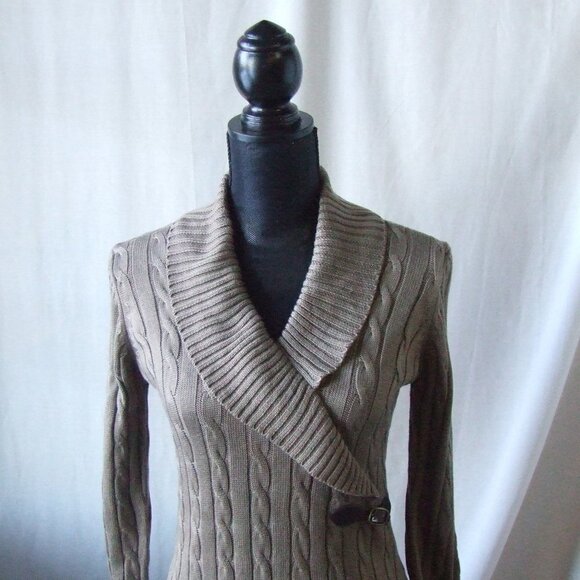 Calvin Klein dress sweater long sleeved taupe brown pull over mock cowl neutral - Picture 5 of 16